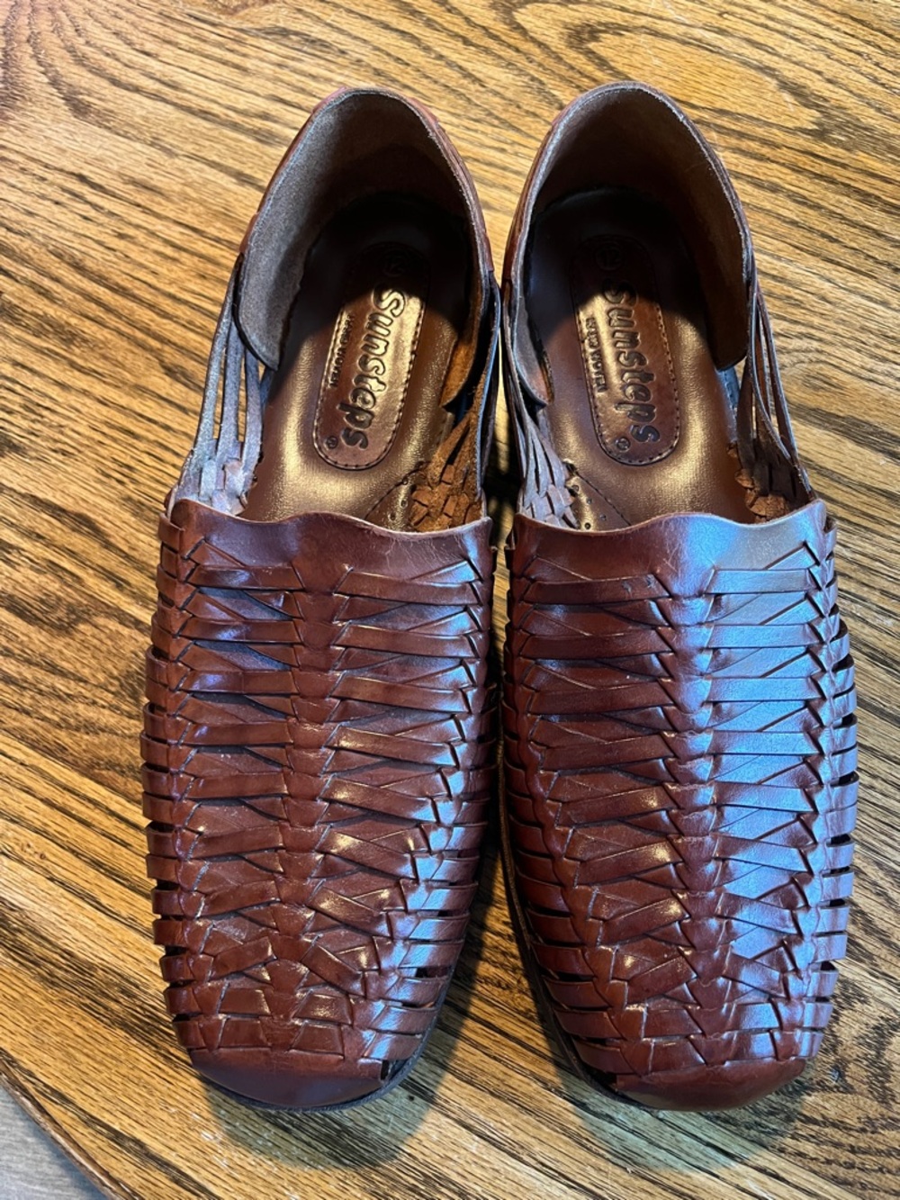Men's Brown Woven Leather Slip-On Huarache Loafers SZ 12